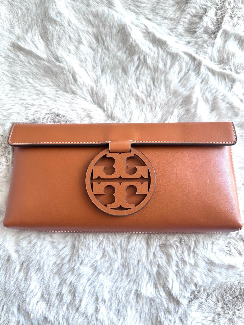 Tory Burch Miller Leather Clutch Brown NEW - Picture 8 of 15